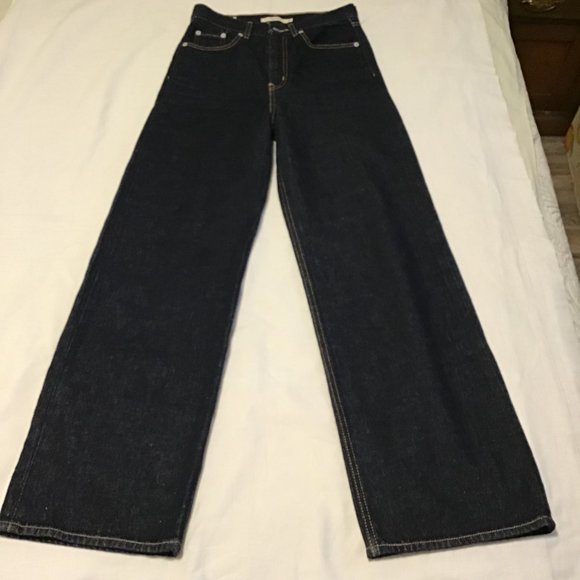 Levi's High Loose Ample Haut Jeans in Dark Blue Denim Wash - Picture 2 of 13